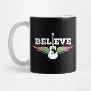 Believe Colorful Guitar Wings Dreadnought Style Acoustic Guitar Mug